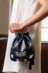 Shop_Miri_Blue Embroidery Hand Dragonfly Potli Bag _Online_at_Aza_Fashions
