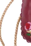 Miri_Burgundy Embroidery, Metallic Thread Hand Roses Potli Bag _Online_at_Aza_Fashions