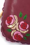 Buy_Miri_Burgundy Embroidery, Metallic Thread Hand Roses Potli Bag _Online
