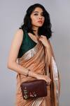 Buy_Miri_Brown Embroidery Hand Golden Rose Sling Bag _at_Aza_Fashions