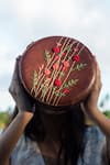 Shop_Miri_Brown Embroidery Hand Round Sling Bag _at_Aza_Fashions