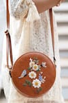 Buy_Miri_Tan Embroidery Hand Daisy Sling Bag _at_Aza_Fashions