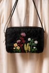 Shop_Miri_Black Embroidery Blooming Meadows Sling Bag _at_Aza_Fashions