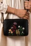 Miri_Black Embroidery Blooming Meadows Sling Bag _Online