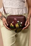 Shop_Miri_Brown Embroidery Blooming Meadows Sling Bag 