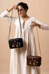 Miri_Brown Embroidery Blooming Meadows Sling Bag _Online