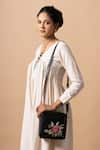 Buy_Miri_Black Embroidery Cross Stitch Sling Bag _Online_at_Aza_Fashions