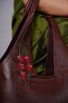 Miri_Brown Embroidery Hand Cherry Blossoms Tote Bag _at_Aza_Fashions