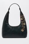 Shop_Miri_Blue Embroidery, Zari Gulzar Hand Tote Bag _at_Aza_Fashions