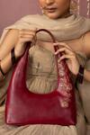 Buy_Miri_Maroon Embroidery, Zari Gulzar Hand Tote Bag 