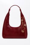 Shop_Miri_Maroon Embroidery, Zari Gulzar Hand Tote Bag _at_Aza_Fashions