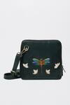 Shop_Miri_Green Zari, Beads Dragonfly Hand Embroidered Sling Bag _at_Aza_Fashions