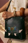 Miri_Green Zari, Beads Dragonfly Hand Embroidered Sling Bag 