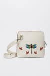Shop_Miri_Ivory Zari, Beads, Embroidery Dragonfly Hand Sling Bag _at_Aza_Fashions