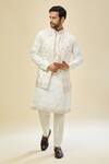 Buy_RNG Safawala_White Silk Embroidery Kurta Set _at_Aza_Fashions