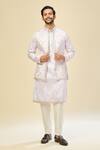 Buy_RNG Safawala_Purple Silk, Cotton Embroidery Kurta Set With Nehru Jacket 