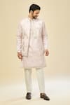 Buy_RNG Safawala_Pink Silk, Cotton Embroidery Nehru Kurta Set _Online_at_Aza_Fashions