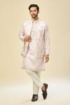 Buy_RNG Safawala_Pink Silk, Cotton Embroidery Nehru Kurta Set _at_Aza_Fashions
