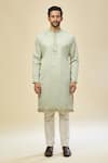 Buy_RNG Safawala_Green Silk Embroidery Sherwani Set _Online_at_Aza_Fashions