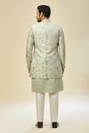 RNG Safawala_Green Silk Embroidery Sherwani Set _Online_at_Aza_Fashions