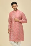 RNG Safawala_Pink Cotton, Silk Printed Kurta Set _at_Aza_Fashions