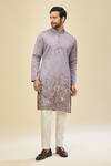 Buy_RNG Safawala_Purple Crepe, Silk, Cotton Embroidery Kurta Set _Online_at_Aza_Fashions