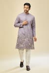 Buy_RNG Safawala_Purple Crepe, Silk, Cotton Embroidery Kurta Set _at_Aza_Fashions