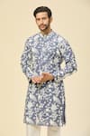 Buy_RNG Safawala_Blue Crepe, Silk, Cotton Embroidery Floral Kurta Set _Online_at_Aza_Fashions