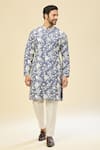 Shop_RNG Safawala_Blue Crepe, Silk, Cotton Embroidery Floral Kurta Set _Online_at_Aza_Fashions