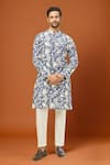 Buy_RNG Safawala_Blue Crepe, Silk, Cotton Embroidery Floral Kurta Set _at_Aza_Fashions