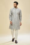 Buy_RNG Safawala_Blue Cotton, Silk Embroidery Printed Kurta Set 