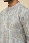 RNG Safawala_Blue Cotton, Silk Embroidery Printed Kurta Set _Online