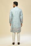 RNG Safawala_Blue Crepe, Silk Embroidery Kurta Set _Online_at_Aza_Fashions
