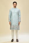 Buy_RNG Safawala_Blue Crepe, Silk Embroidery Kurta Set 