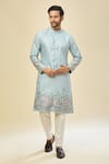Shop_RNG Safawala_Blue Crepe, Silk Embroidery Kurta Set 