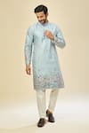 RNG Safawala_Blue Crepe, Silk Embroidery Kurta Set _Online