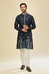 Buy_RNG Safawala_Blue Crepe, Silk Embroidery Kurta Set _Online_at_Aza_Fashions