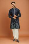 Buy_RNG Safawala_Blue Crepe, Silk Embroidery Kurta Set _at_Aza_Fashions