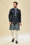 Buy_RNG Safawala_Blue Crepe, Silk Embroidery Kurta Set 