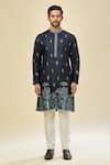 RNG Safawala_Blue Crepe, Silk Embroidery Kurta Set _Online