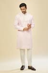 RNG Safawala_Pink Silk Embroidery Kurta Set _at_Aza_Fashions
