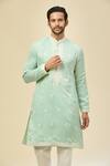 Shop_RNG Safawala_Blue Silk, Cotton Embroidery Kurta Set _Online_at_Aza_Fashions
