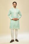Shop_RNG Safawala_Blue Silk, Cotton Embroidery Kurta Set 
