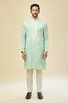 RNG Safawala_Blue Silk, Cotton Embroidery Kurta Set _Online