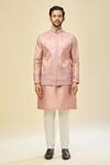 RNG Safawala_Pink Muslin, Silk Embroidery, Beads, Sequins Nehru Jacket Set _at_Aza_Fashions