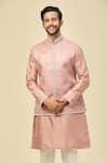 Shop_RNG Safawala_Pink Muslin, Silk Embroidery, Beads, Sequins Nehru Jacket Set 