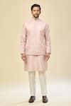 Buy_RNG Safawala_Pink Muslin, Silk Sequins, Embroidery Nehru Jacket Set 