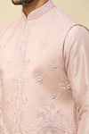 RNG Safawala_Pink Muslin, Silk Sequins, Embroidery Nehru Jacket Set _Online