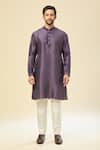 RNG Safawala_Purple Muslin, Silk Embroidery Nehru Jacket Set _at_Aza_Fashions