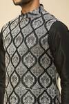 Buy_RNG Safawala_Black Silk Embroidery Raw Nehru Jacket Set 